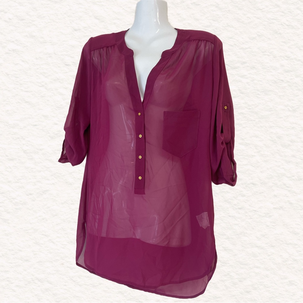 Le Chateau XXS Buttoned Sheer Blouse